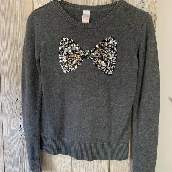Cat & Jack - Gray sweater with glitter bow tie. - Picture 1 of 3